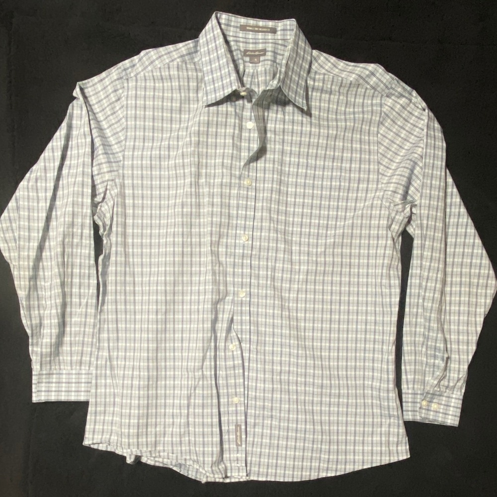 Eddie‎ Bauer Men's Wrinkle Free Relaxed Fit Plaid Long Sleeve Button Down shirt